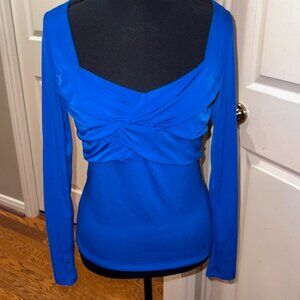 Bisou Bisou Top with Sweetheart Neckline in Vibrant Blue (Sz M)